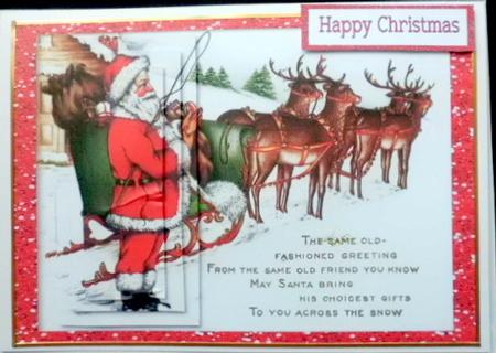 Lovely Vintage Santa with Reindeer Pyramids by Mary Murphy