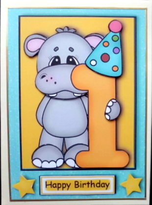 1st Birthday Hippo by Mary Murphy