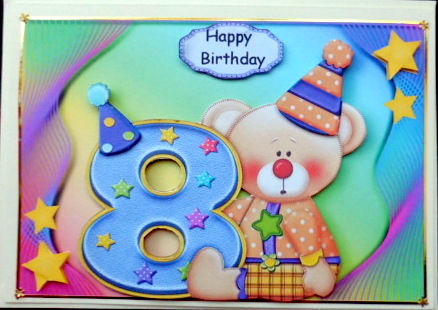 Happy 8th Birthday Bear A4 by Mary Murphy