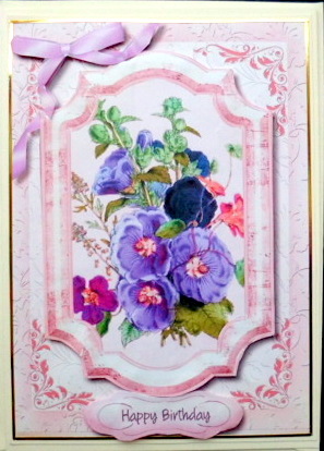 Lovely Lilac Hollyhocks in a Bracket Frame  by Mary Murphy