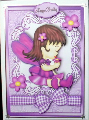 Cute Purple Fairy with Flowers by Mary Murphy