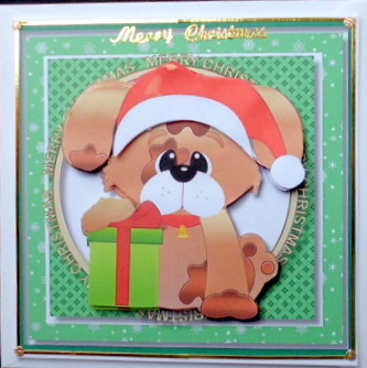 Cute Christmas Dog with Present . by Mary Murphy