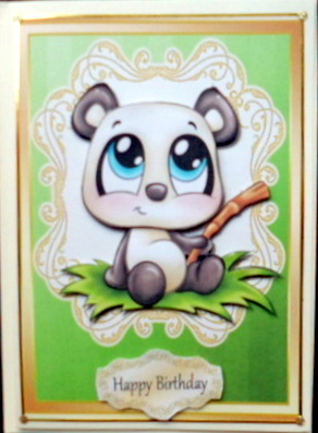 Cute Panda with Bamboo by Mary Murphy