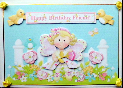 Happy Birthday Friend - Fairy Topper & Decoupage by Mary Murphy