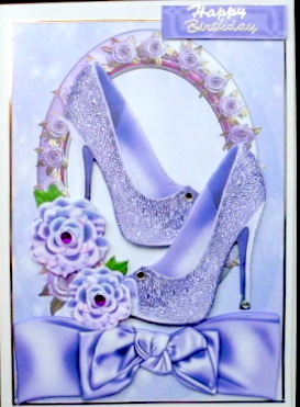 Purple Sparkle Shoes in Rose Frame with Bow by Mary Murphy
