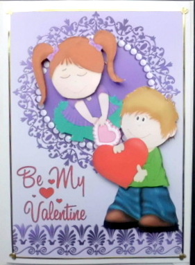 Be My Valentine! Cute Couple with Hearts by Mary Murphy