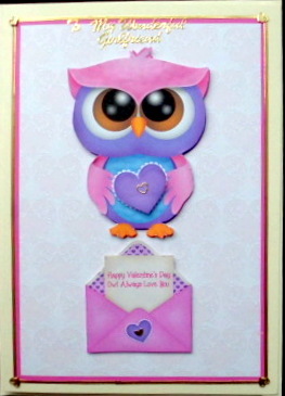 Valentine Owl with Heart Decoupage by Mary Murphy