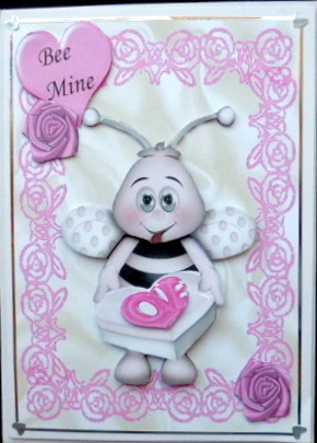 Bee Mine! Cute Little Bumble Bee with Roses & Heart by Mary Murphy