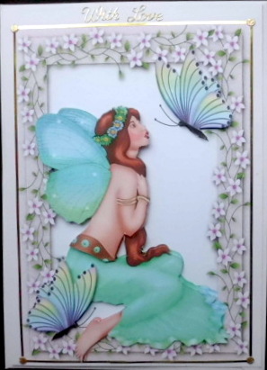 Butterfly Faerie, in Flower Frame, with Butterflies by Mary Murphy