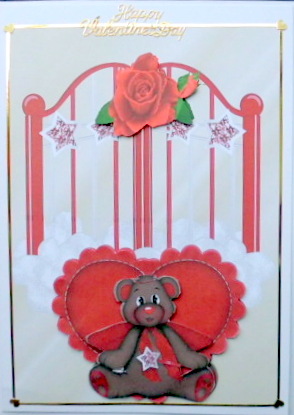 Angel Bear with Hearts and Roses by Mary Murphy
