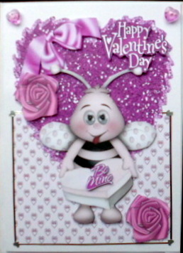 Be Mine Little Bumble Bee on Glitter Heart Over the Edge by Mary Murphy