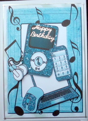 Blue Laptop with Matching Mp3 Player and Mobile Phone by Mary Murphy