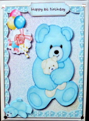 Lovely Blue Card for Teddy's Birthday by Mary Murphy