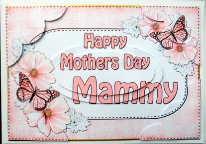 A5 Mothers Day Mammy Butterflies & Flowers Scallop Corner by Mary Murphy