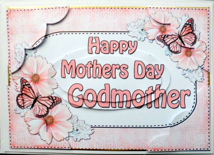 A5 Mothers Day Godmother Butterflies Flowers Scallop Corner by Mary Murphy