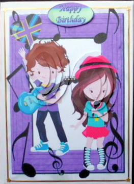Pop Singers Boy and Girl Oval Pyramids in Purple by Mary Murphy