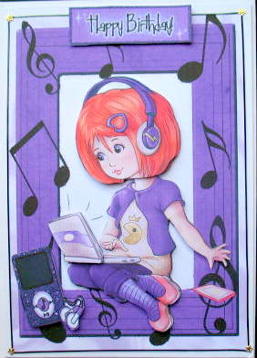 Girl with Her Laptop in Purple & Mp3 Player Lets Make Music by Mary Murphy