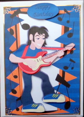 Rockstar Dude in Blue with Guitar in Music Frame by Mary Murphy