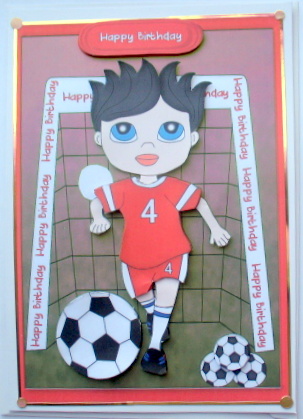 Happy Birthday Footie Fan in Red  by Mary Murphy