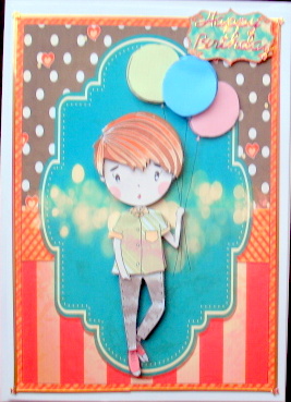I'll Bring the Balloons! Party Boy Card Front and Decoupage by Mary Murphy