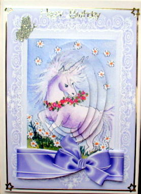 Sweet Little Unicorn with Flowers Oval Pyramids by Mary Murphy