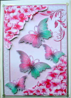 Pretty Chrysanthemums in Pink with Butterflies by Mary Murphy