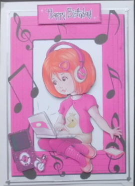 Girl with Her Laptop in Pink & Mp3 Player Lets Make Music by Mary Murphy