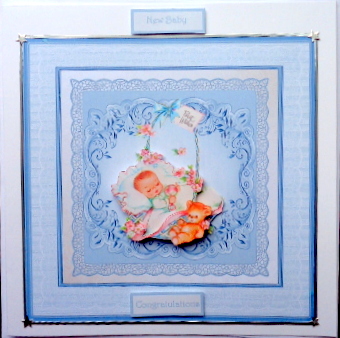 New Baby Boy Vintage 7x7 Card with Decoupage by Mary Murphy