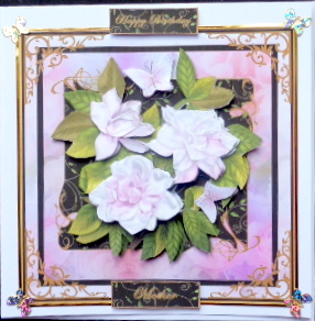 Lilac Gardenia Flowers Square Card Front by Mary Murphy