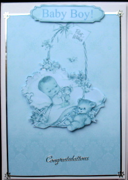 Vintage Baby Boy Card Front / Topper & Decoupage by Mary Murphy