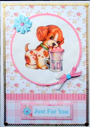 Cute Puppy Card Front / Topper & Decoupage by Mary Murphy