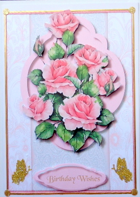 Pink Roses in a Ornate Frame  by Mary Murphy