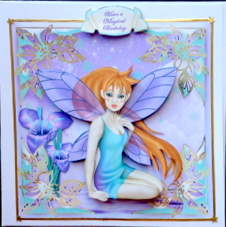Beautiful Fairy in Lilac and Teal Square Card Front by Mary Murphy