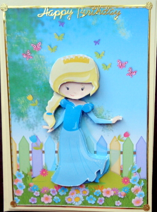 Flower Princess Card Front and Decoupage by Mary Murphy