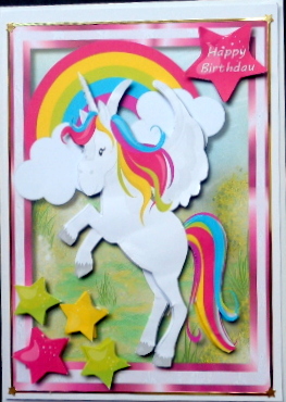Lovely Whirte Unicorn and Rainbow by Mary Murphy