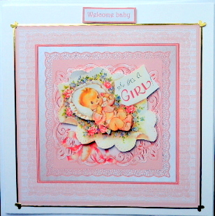 Vintage Baby Girl 7x7 Card and Decoupage by Mary Murphy
