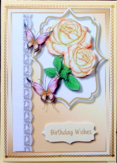 Beautiful Cream Roses and Butterfly's by Mary Murphy
