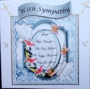 A Pretty Lily Sympathy Plaque with Doves Oval Pyramids by Mary Murphy