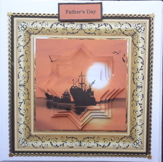 Sunset at Sea Card with Pyramid and Sentiment Tags by Mary Murphy