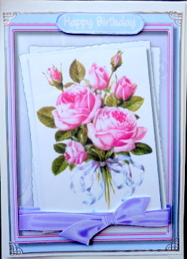 Lovely Lilac Roses with Ribbon Bow  by Mary Murphy