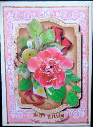 Beautiful Deep Pink Rose on a Gold Plaque  by Mary Murphy