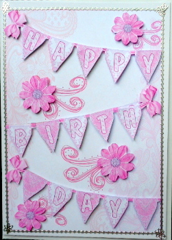 Birthday Bunting Card Front and Layers by Mary Murphy