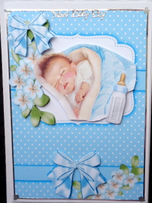 Sweet Dreams Baby Boy with His Bottle and Flowers by Mary Murphy