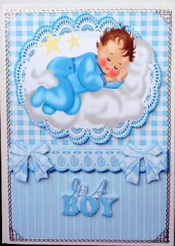 Baby Boy Sleeping on a Cloud with Stars by Mary Murphy