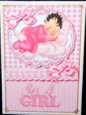 Baby Girl Sleeping on a Cloud with Pretty Bows by Mary Murphy