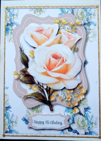 Beautiful Cream Roses and Blossom Buff by Mary Murphy