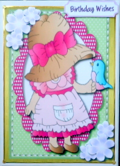 Cute Little Bonnet Girl with a Bird by Mary Murphy