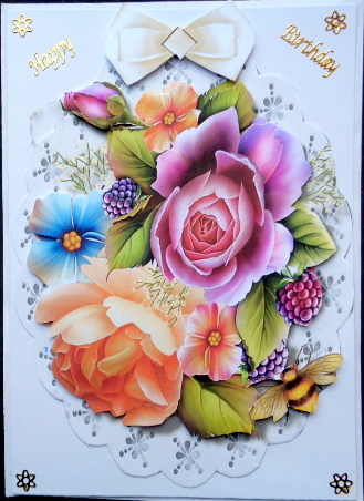 Beautiful English Roses on a Scalloped Frame by Mary Murphy