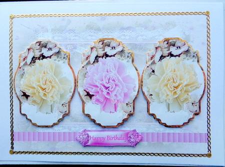 Rose Panel Card with Toppers and Sentiment Tags by Mary Murphy