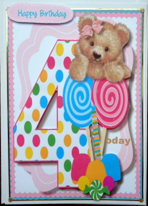Fuzzy Bears 4tgh Birthday Wish Girl by Mary Murphy